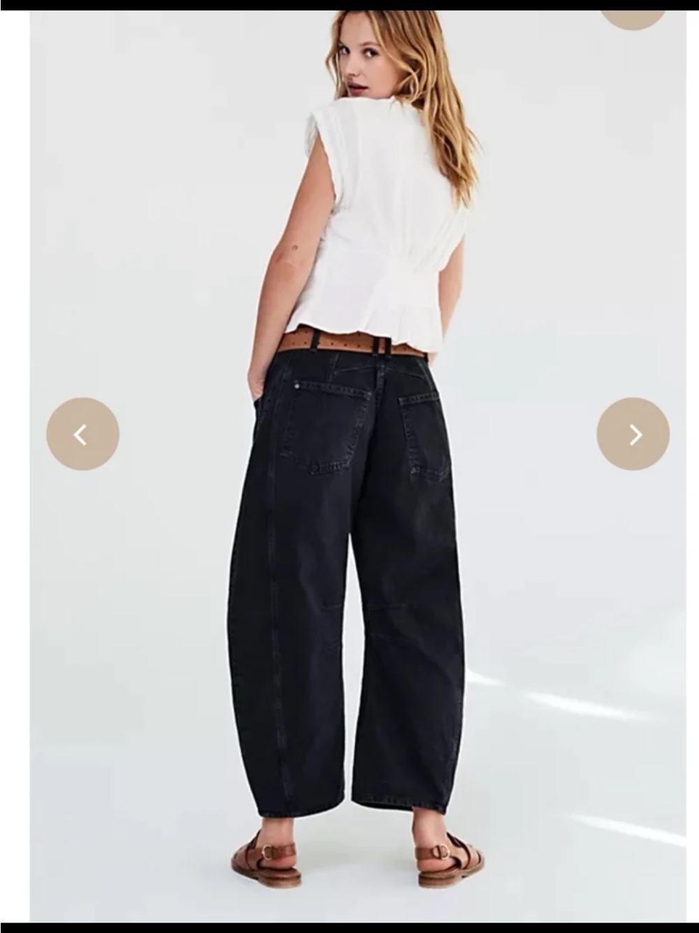 FREE PEOPLE WE THE FREE GOOD LUCK MID RISE BARREL JEAN - SOUNDWAVE 7503 
size 29 - Picture 2 of 12